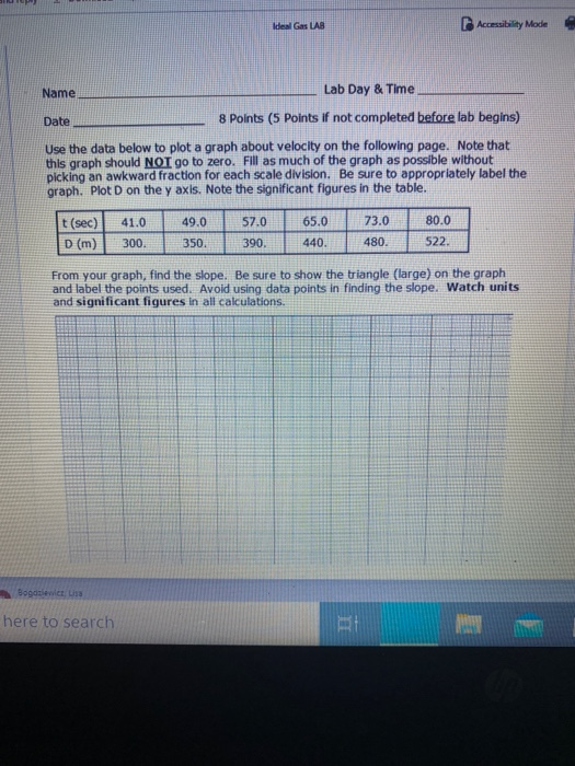 Solved Ideal Gas LAB Accessibility Mode Name Lab Day & Time | Chegg.com