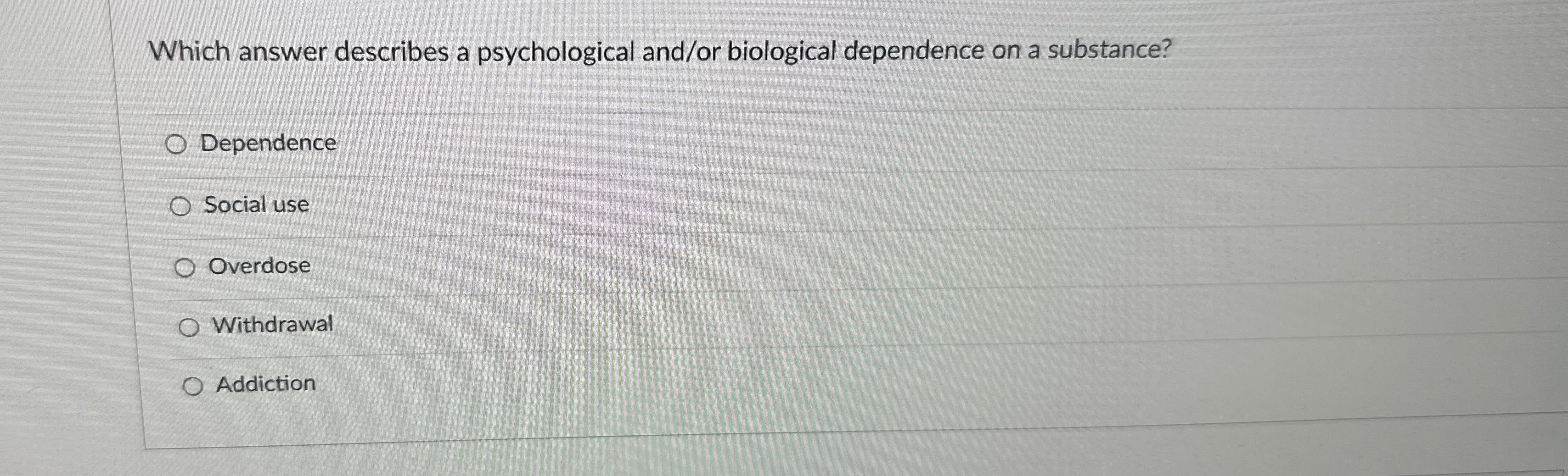 Solved Which answer describes a psychological and/or | Chegg.com