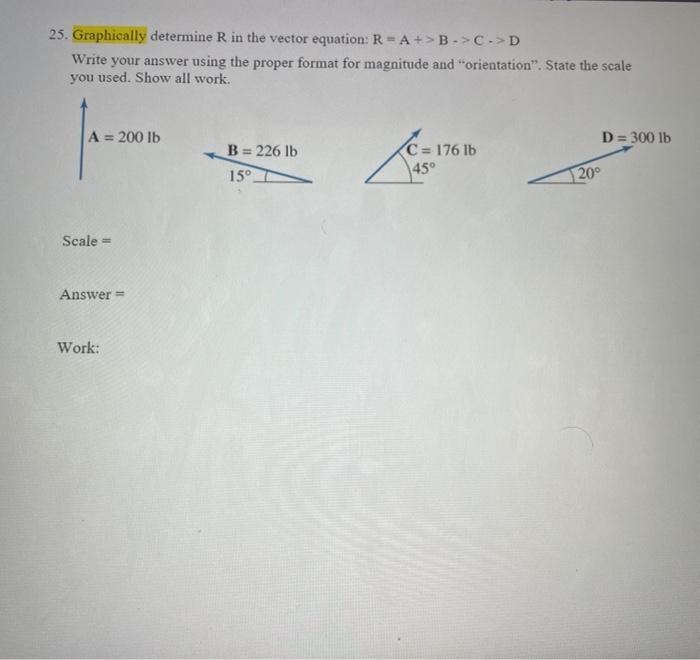 Solved 25. Graphically determine R in the vector equation: | Chegg.com