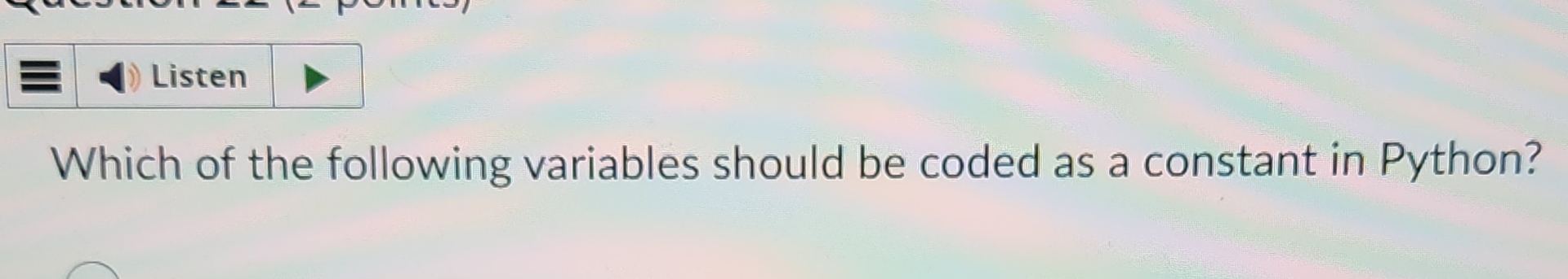 Solved Which of the following variables should be coded as a | Chegg.com