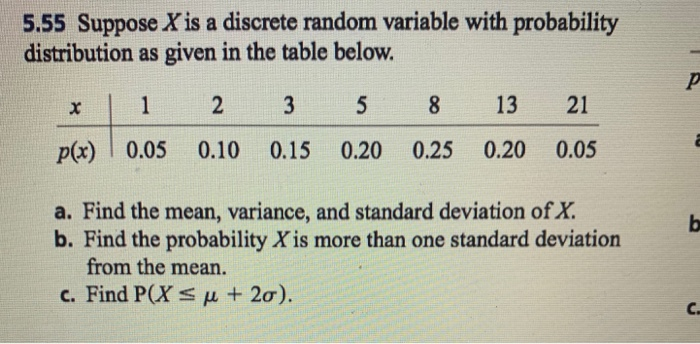 Solved 5.55 Suppose X is a discrete random variable with | Chegg.com