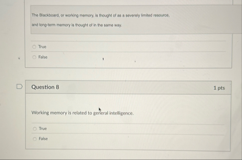Solved The Blackboard, or working memory, is thought of as a | Chegg.com