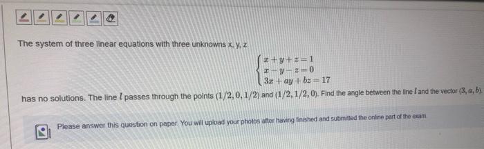 Solved The system of three linear equations with three | Chegg.com