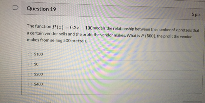 Solved Question 19 5 pts The function P(x) = 0.2x - | Chegg.com