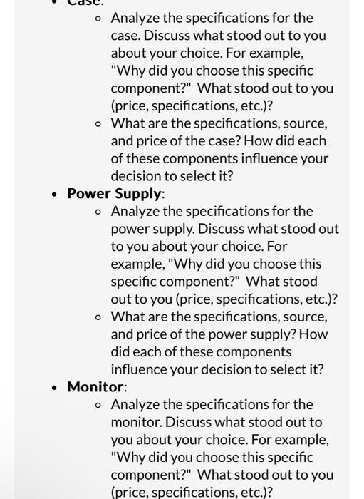 Solved Analyze the specifications for the case. Discuss