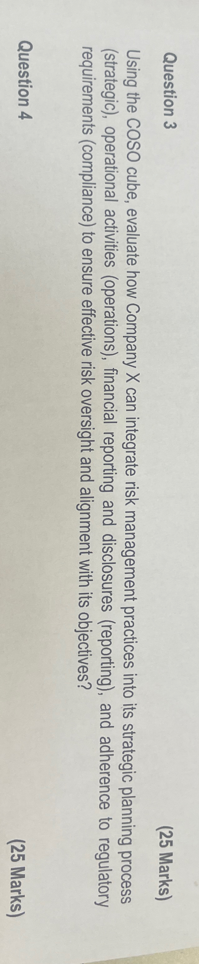 Solved Question 3(25 ﻿Marks)Using the COSO cube, evaluate | Chegg.com