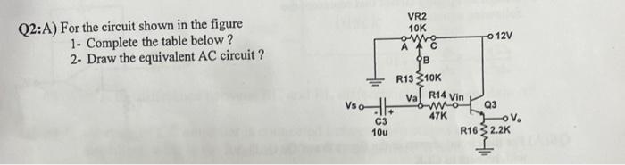 Solved Q2:A) For The Circuit Shown In The Figure 1- Complete | Chegg.com