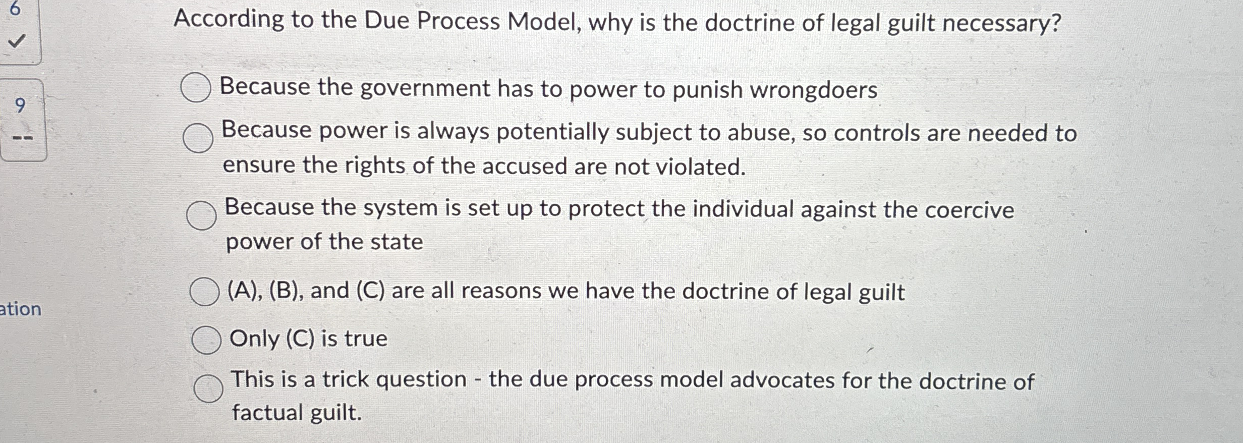 Solved According to the Due Process Model, why is the | Chegg.com