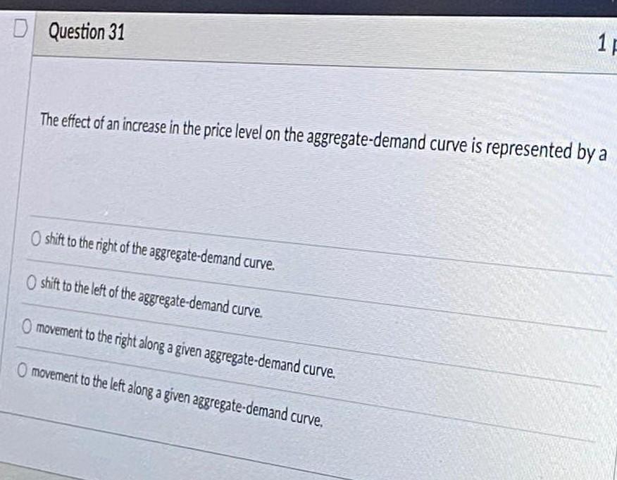 Solved o Question 31 12 The effect of an increase in the | Chegg.com