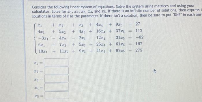 Solved Consider The Following Linear System Of Equations