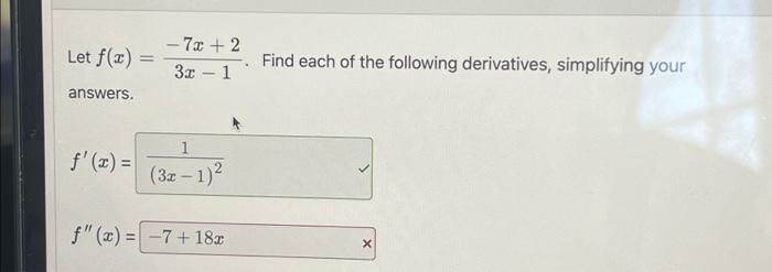 Solved Let F X 7x 2 3x 1find Each Of The Following