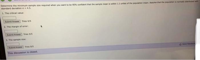 Solved Determine the minimum sample size required when you | Chegg.com
