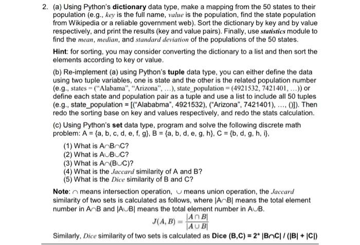 Solved 2. (a) Using Python's dictionary data type, make a | Chegg.com