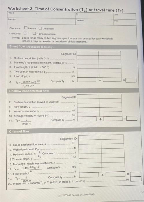 Solved 4. Use Worksheet 2 to calculate the runoff for the | Chegg.com