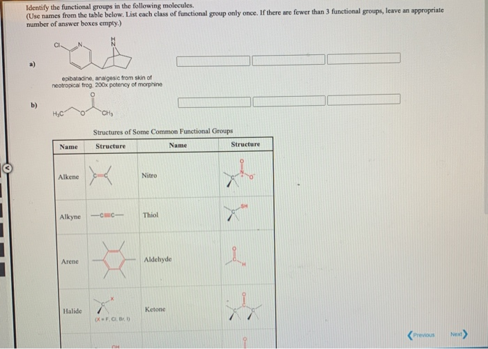 Solved Identify the functional groups in the following | Chegg.com