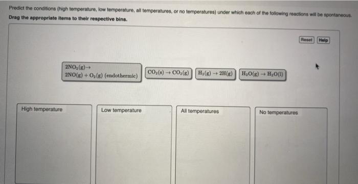 Solved Predict The Conditions (high Temperature, Low | Chegg.com