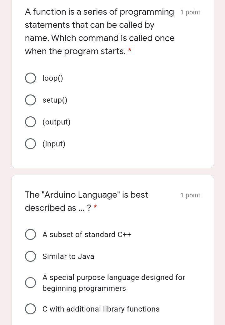 Solved A function is a series of programming 1 point | Chegg.com