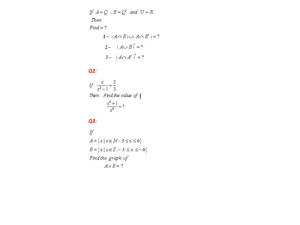 If A Q B Q And U R Then Find A Chegg Com