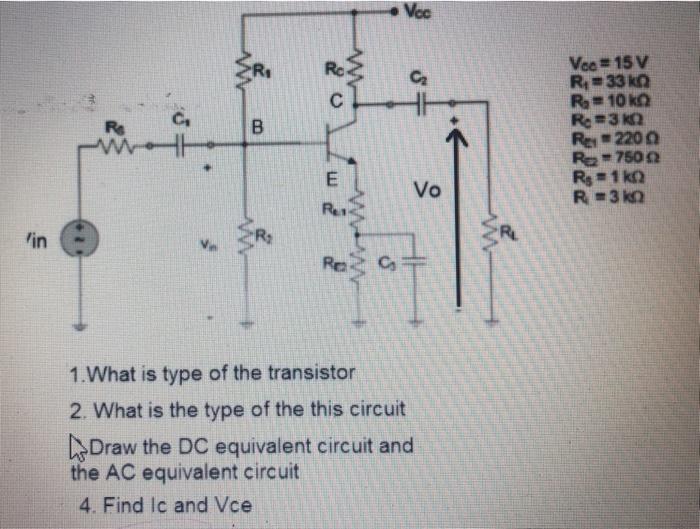 Solved Vec C2 C B Ro M Vee 15v R 33k R 1002 Re Chegg Com