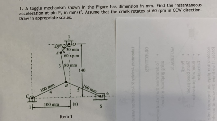 Solved 1. A toggle mechanism shown in the Figure has | Chegg.com