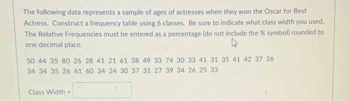 Solved The following data represents a sample of ages of | Chegg.com