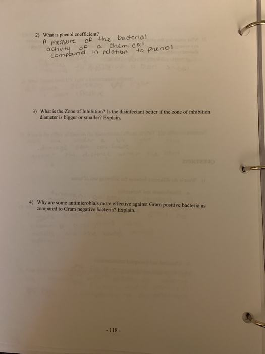 Solved 2) What is phenol coefficient? A measure of the