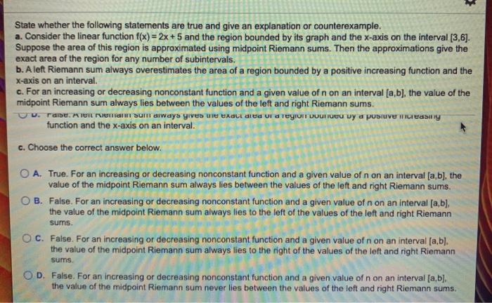 Solved > State whether the following statements are true and | Chegg.com
