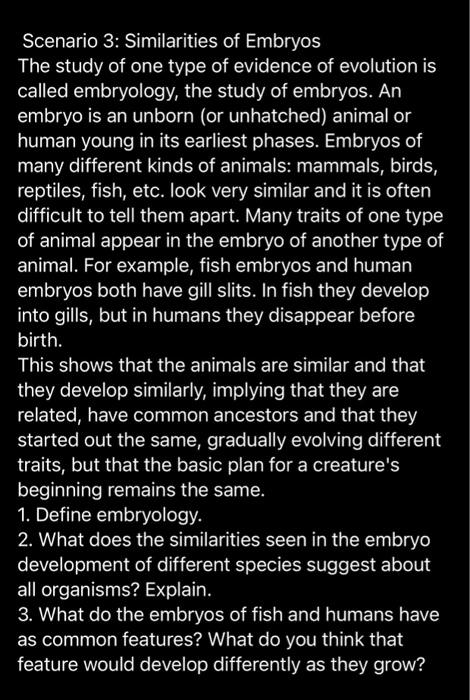 embryological similarities definition