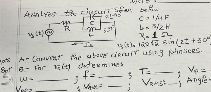 Solved Analyze The Circuit Shown Below C=1/4 | Chegg.com