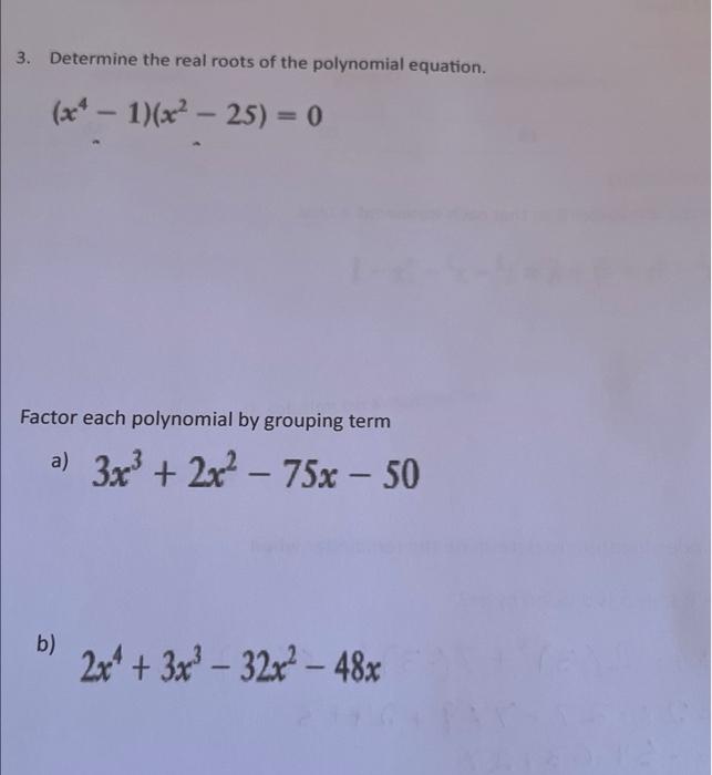 Solved 3. Determine the real roots of the polynomial | Chegg.com