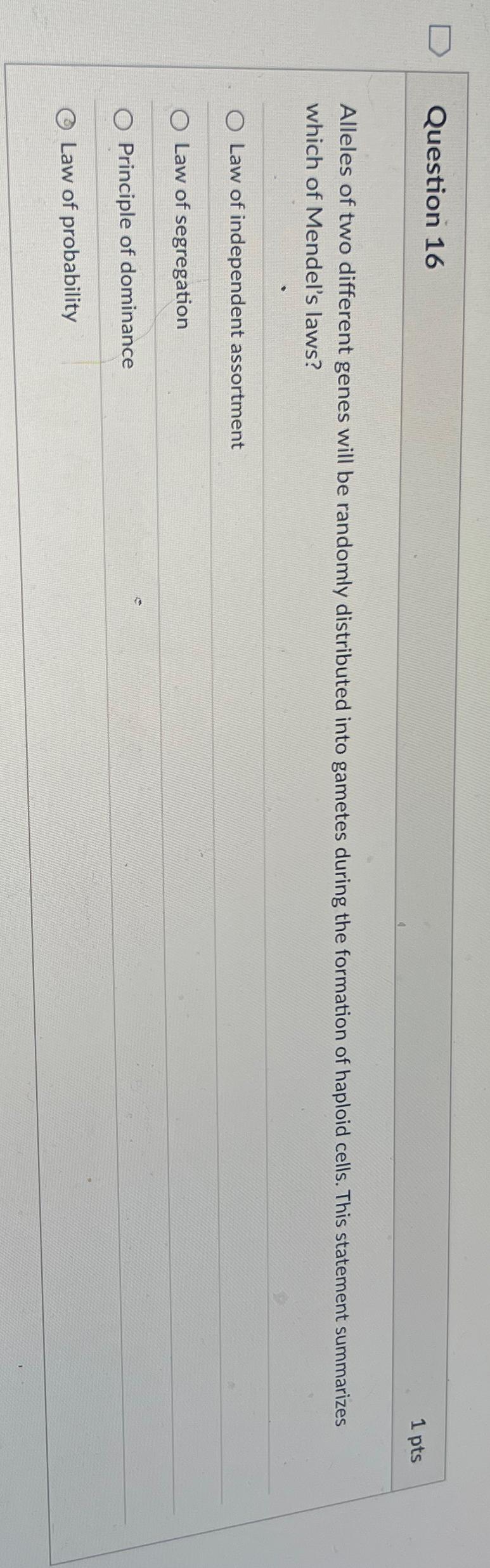 Solved Question 161ptsAlleles of two different genes will be 