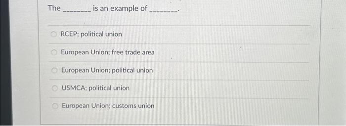 Solved The is an example of RCEP; political union European | Chegg.com