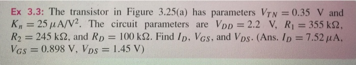 Solved Ex 3.3: The transistor in Figure 3.25(a) has | Chegg.com