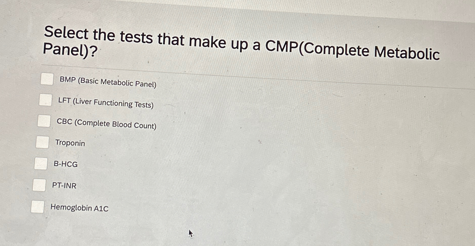 Solved Select the tests that make up a
