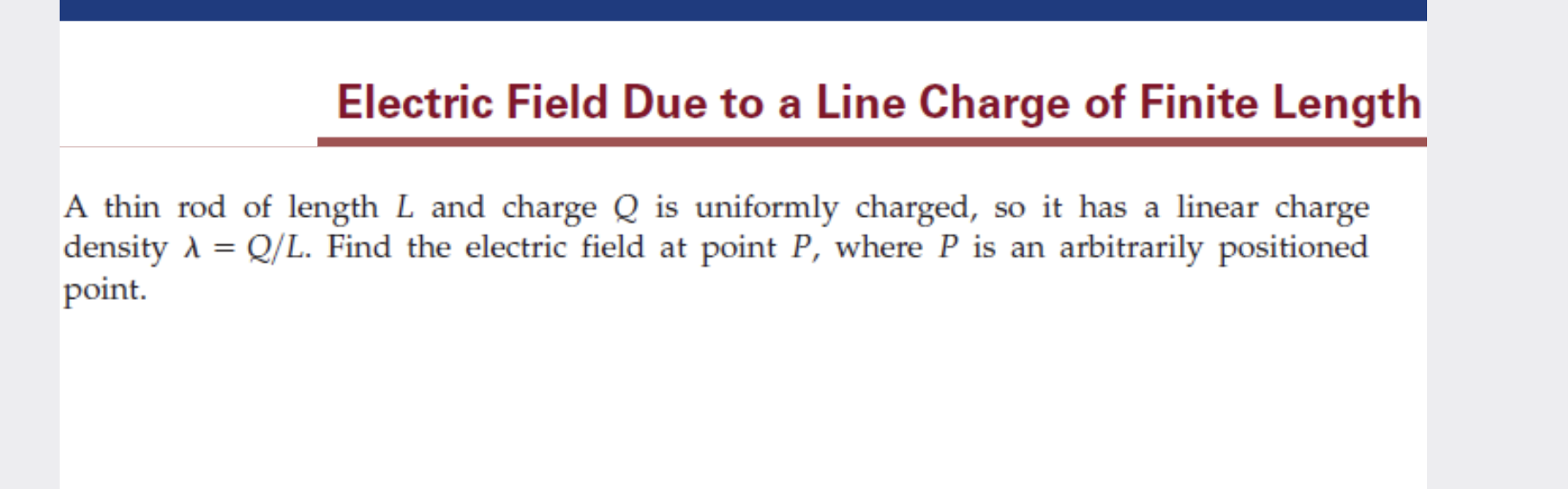 electric field due to a line of charge finite length