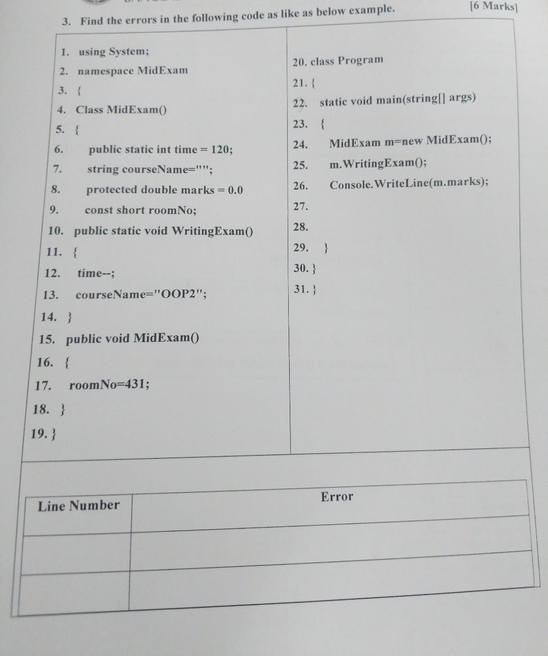 Solved 3. Find the errors in the following code as like as | Chegg.com