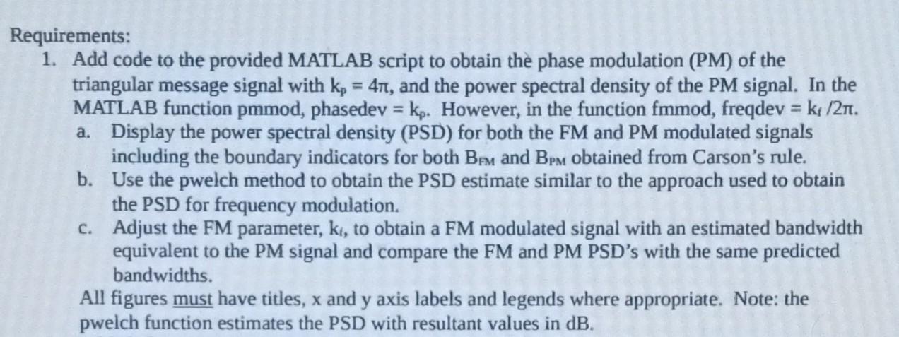 Solved equirements: 1. Add code to the provided MATLAB | Chegg.com