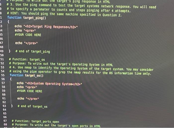 Solved 3 9 target's ping response in HTML # 3. Use the ping | Chegg.com