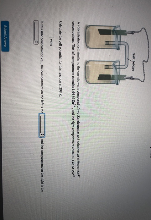 Solved Salt Bridge A Concentration Cell Similar To The One