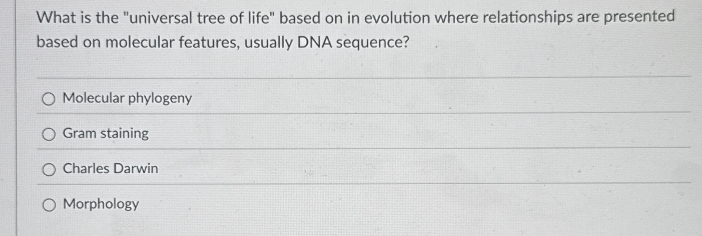 Solved What is the "universal tree of life" based on in