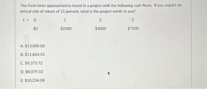 Solved You have been approached to invest in a project with | Chegg.com