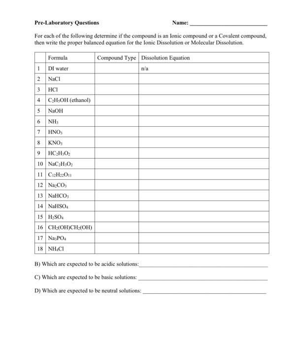 Solved For each of the following determine if the compound | Chegg.com