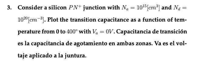 Solved 3. Consider a silicon PN+ junction with No = 1015(cm) | Chegg.com