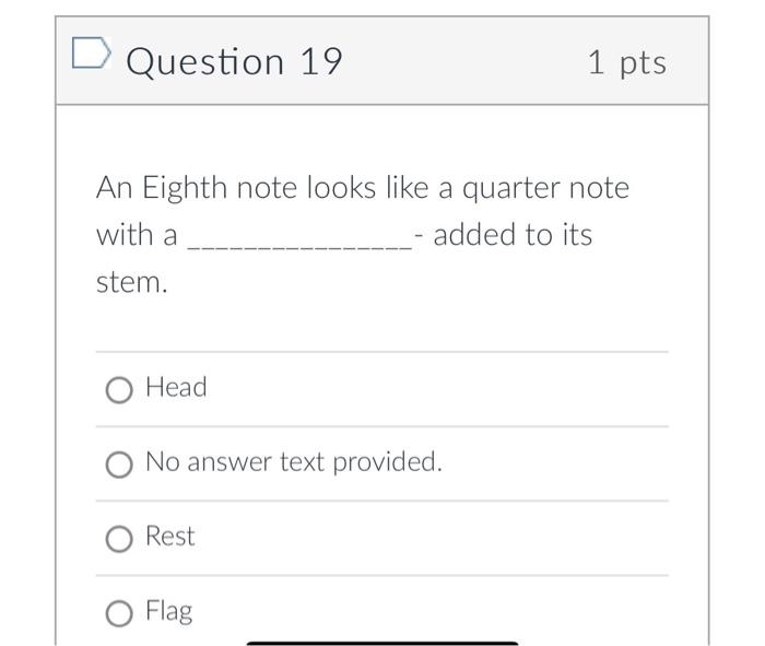 Solved Question 19 1 pts An Eighth note looks like a quarter | Chegg.com