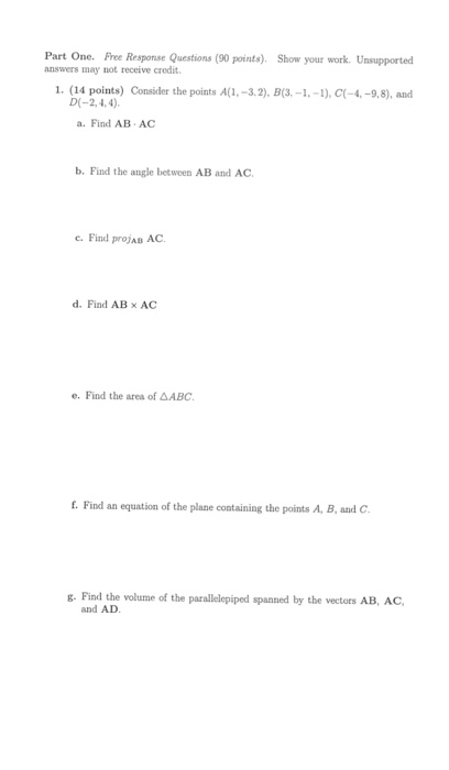 Solved Part One. Free Response Questions (90 points). Show | Chegg.com