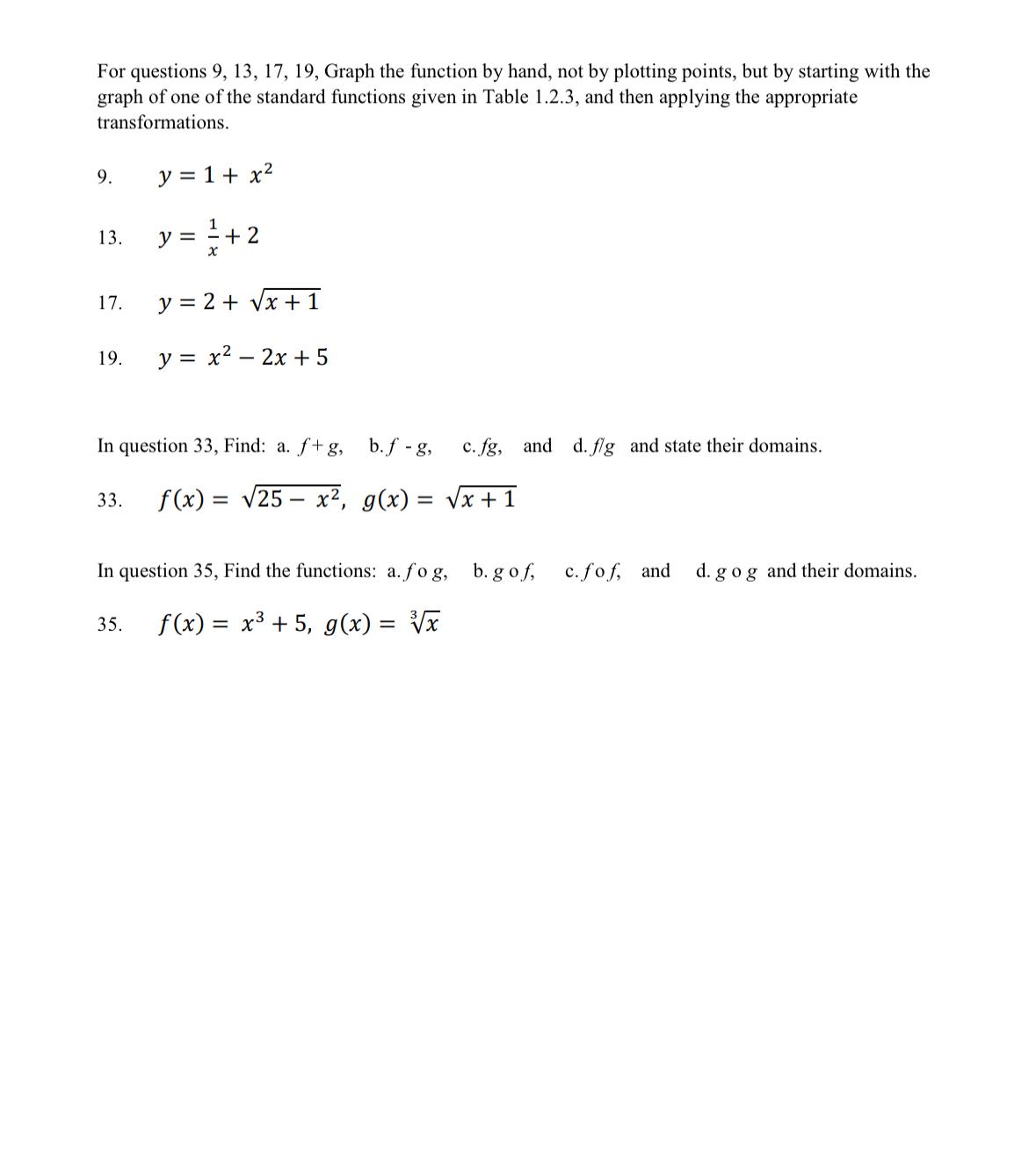 For questions 9,13, 17, 19, ﻿Graph the function by | Chegg.com