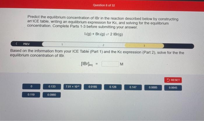 Solved Predict the equilibrium concentration of IBr in the | Chegg.com