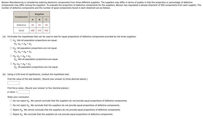 Solved number of defective components and the number of good | Chegg.com