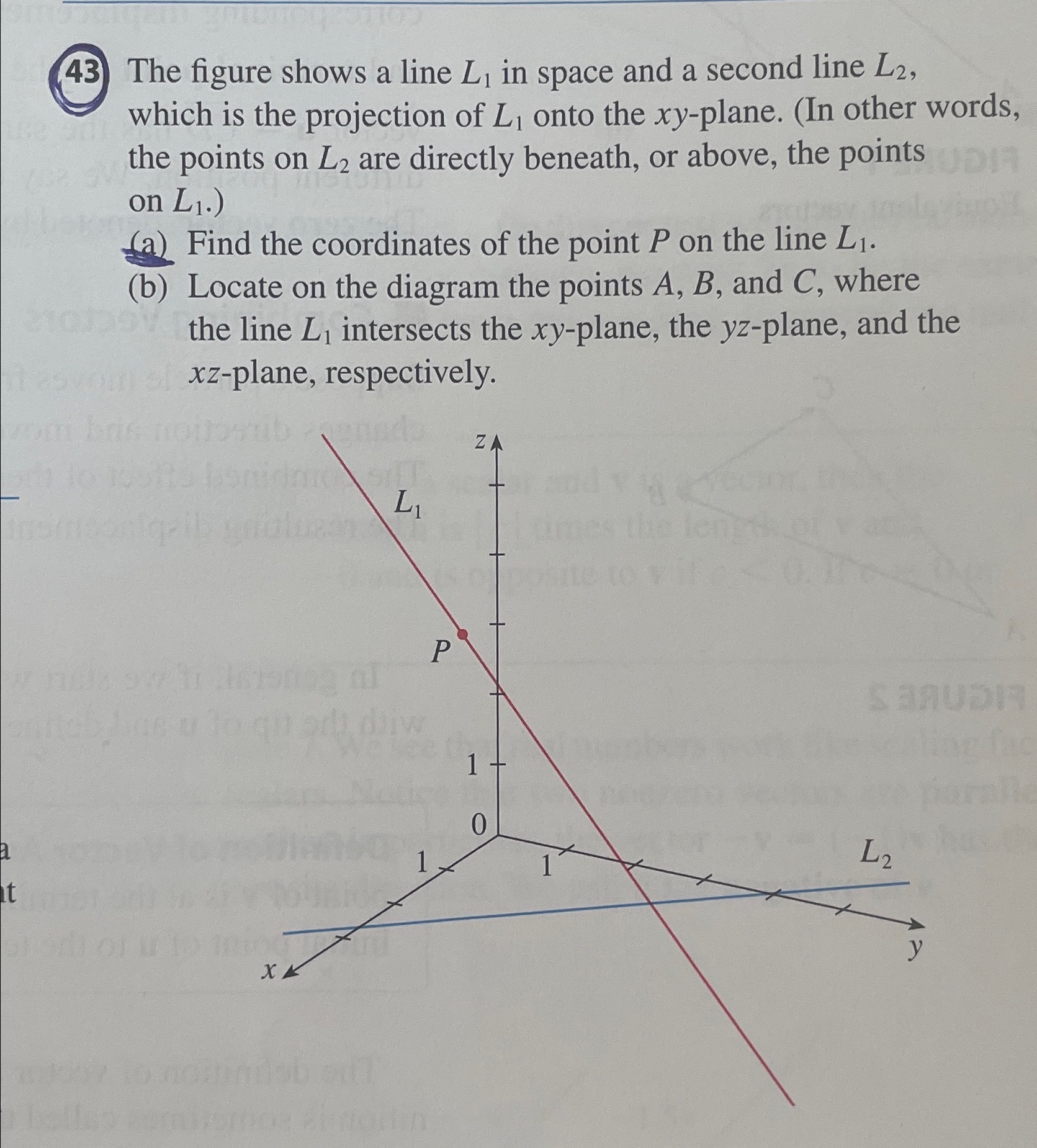 (43) ﻿The figure shows a line L1 ﻿in space and a | Chegg.com
