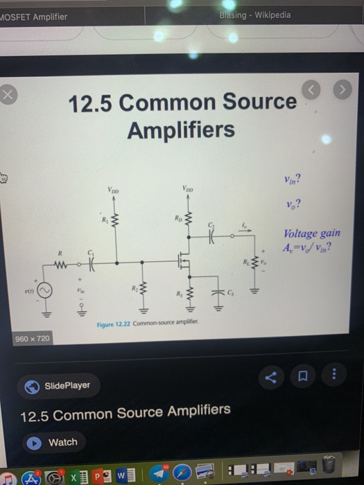 Solved MOSFET Amplifier Biasing Wikipedia Х 12.5 Common